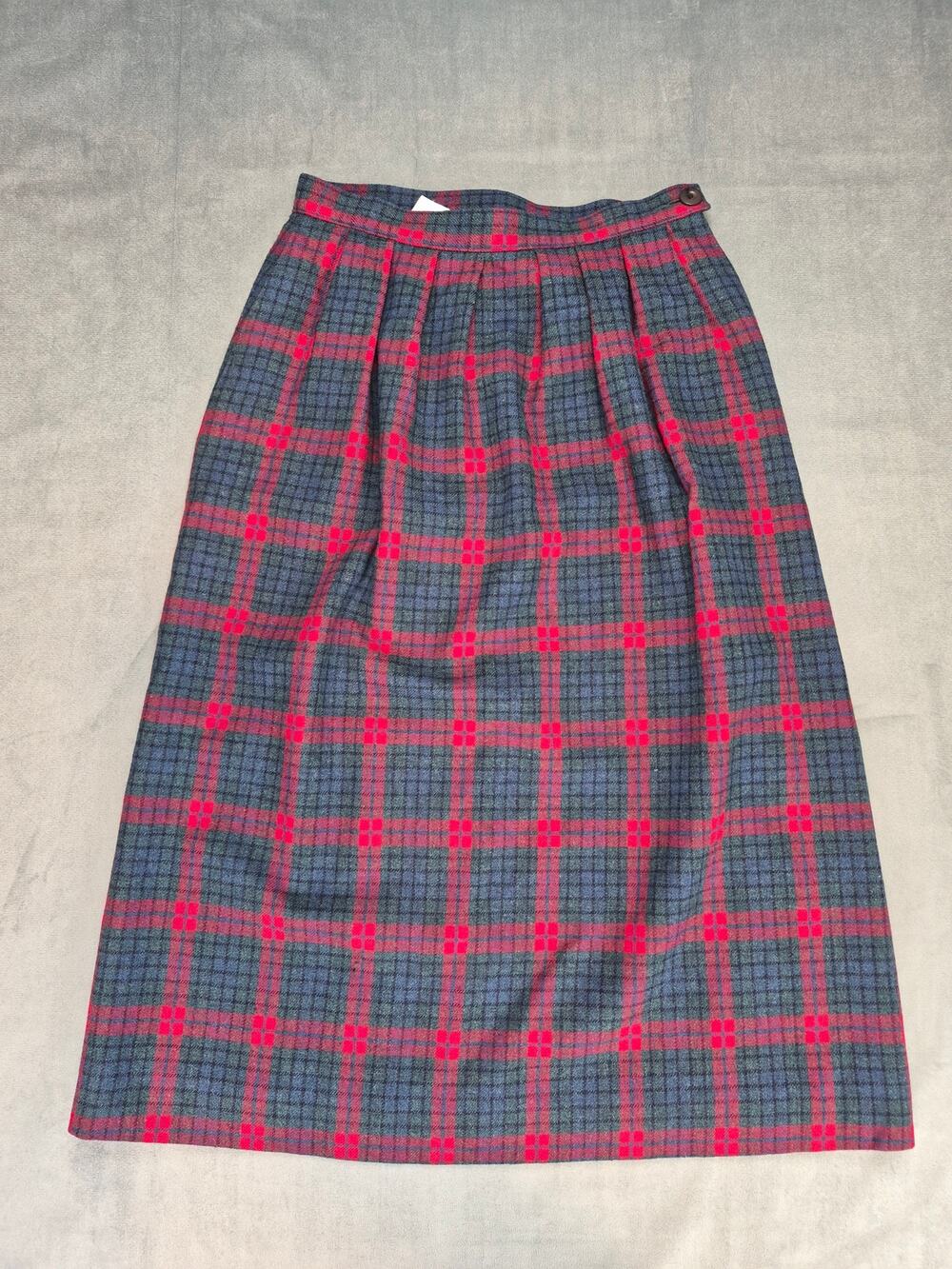 Miss Pendelton Academia A-Line Vintage Wool Windowpane Plaid Pleated Skirt 10
